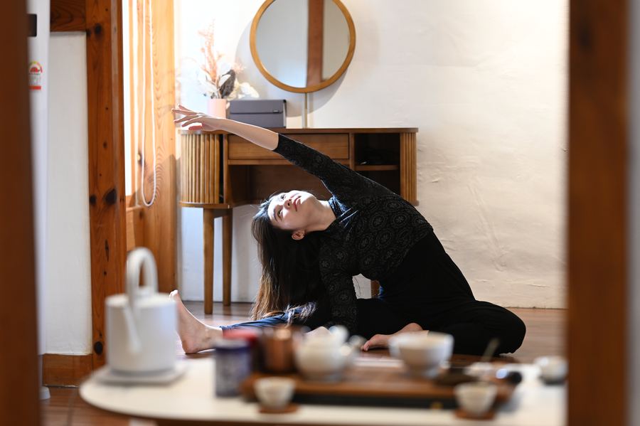 Lina Yoo, retreat lead, in yin practice